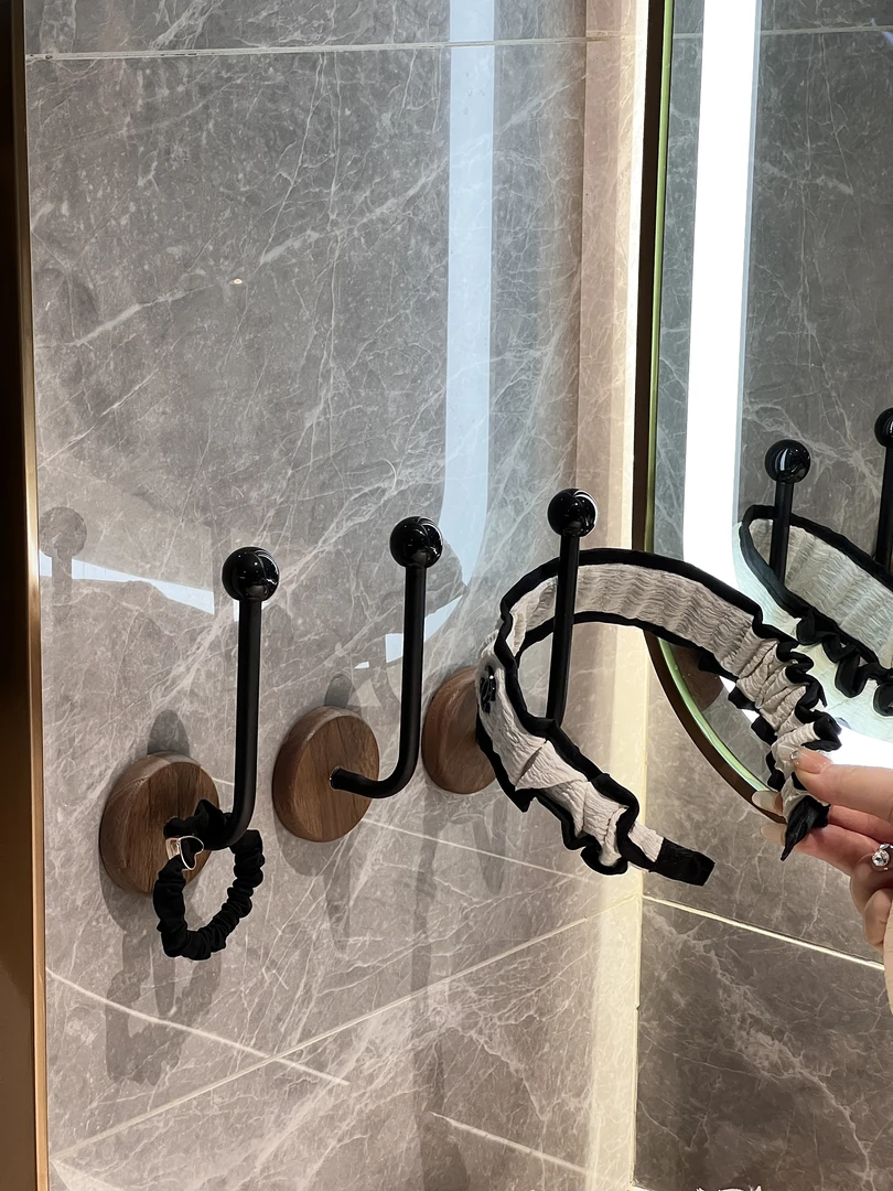 原木风发箍发绳发圈收纳挂钩免打孔壁挂首饰头绳发饰皮筋强力粘钩