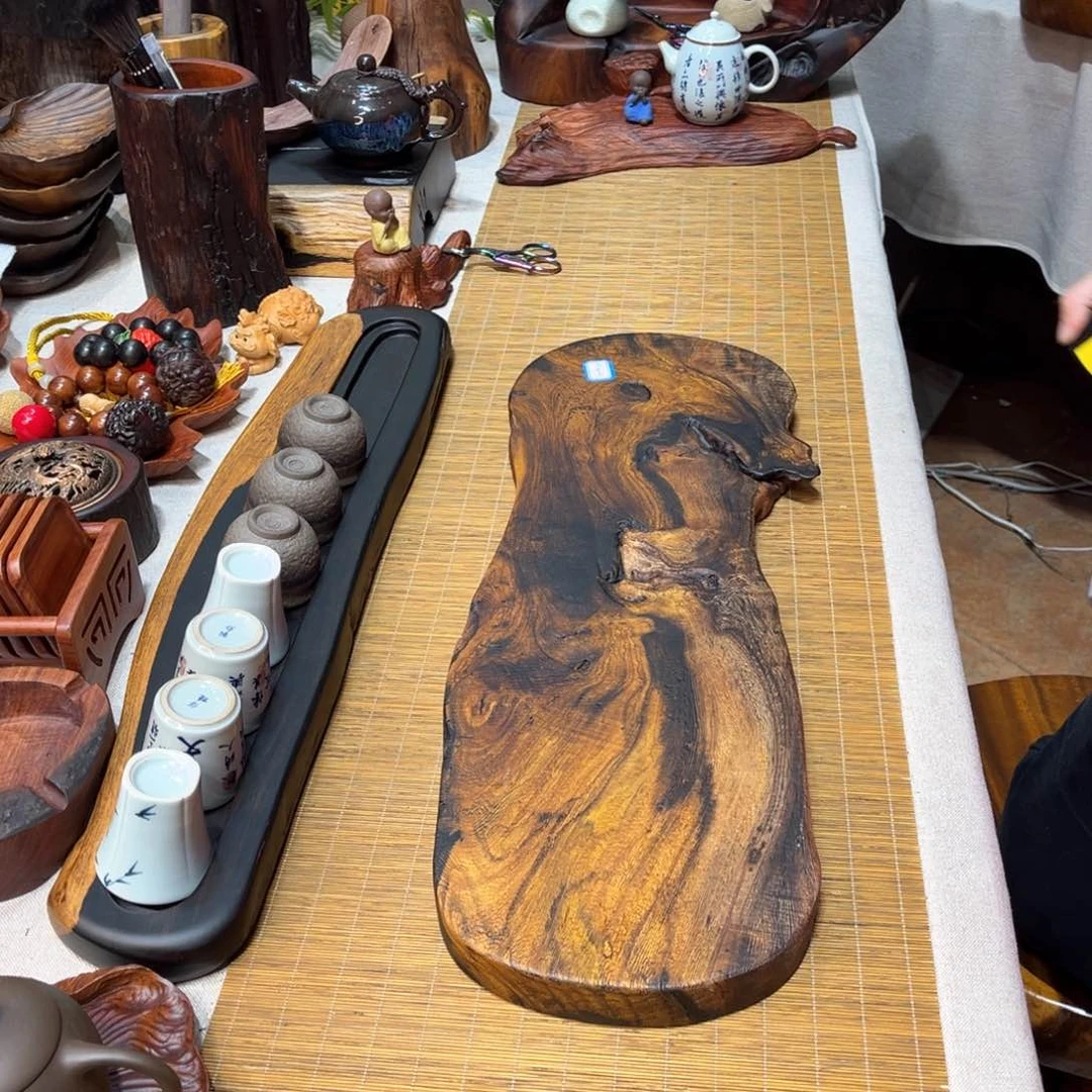 06缅甸鸡翅木干泡茶盘