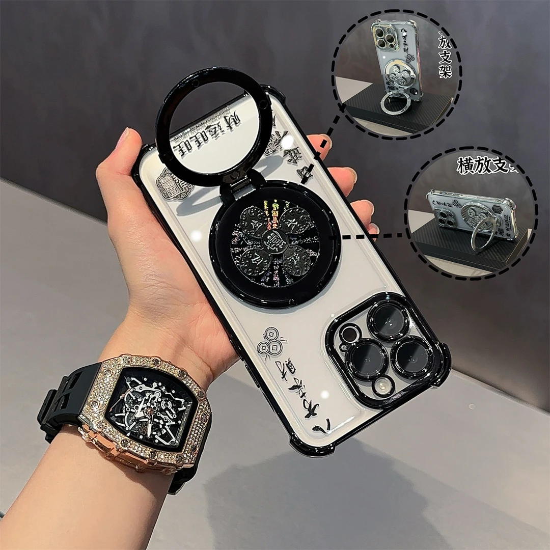 风生水起适用苹果16pro华为/oppo/vivo/小米电镀气囊防摔手机壳