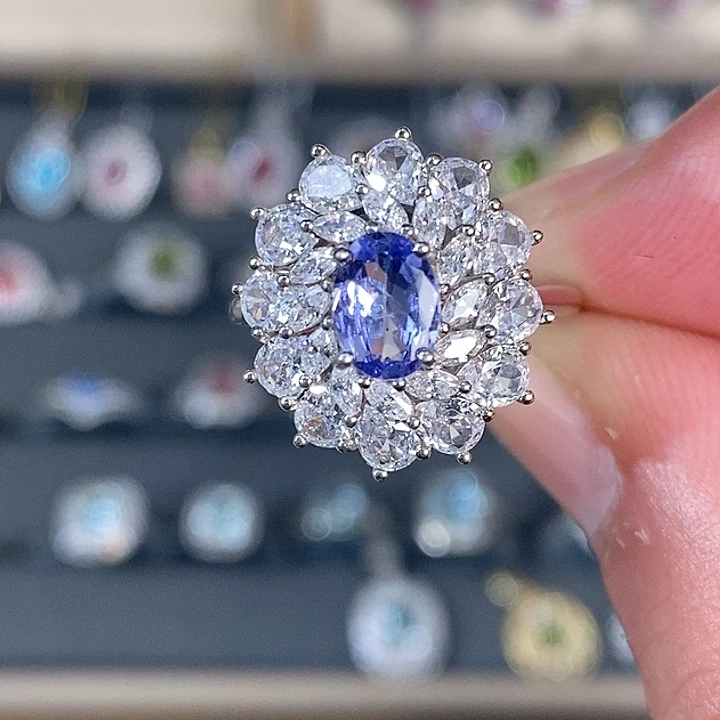 坦桑石戒指银S925镶嵌