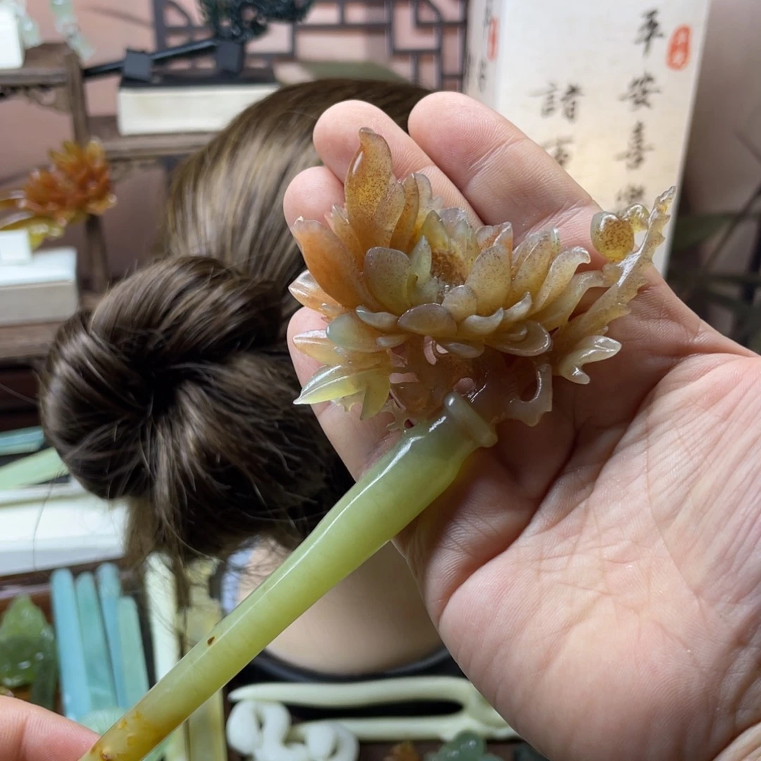 岫玉未镶嵌发饰.*.发簪