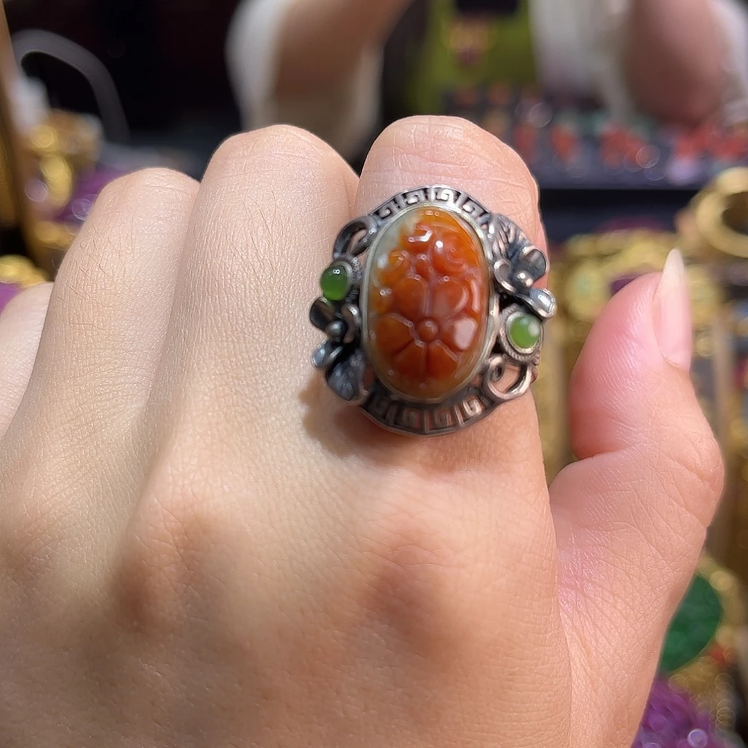 翡翠银S925镶嵌戒指