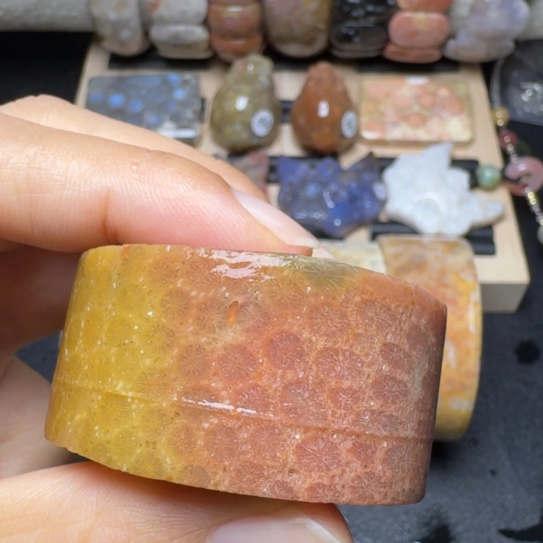 未镶嵌红黄小花 微骨骼硅化玉
