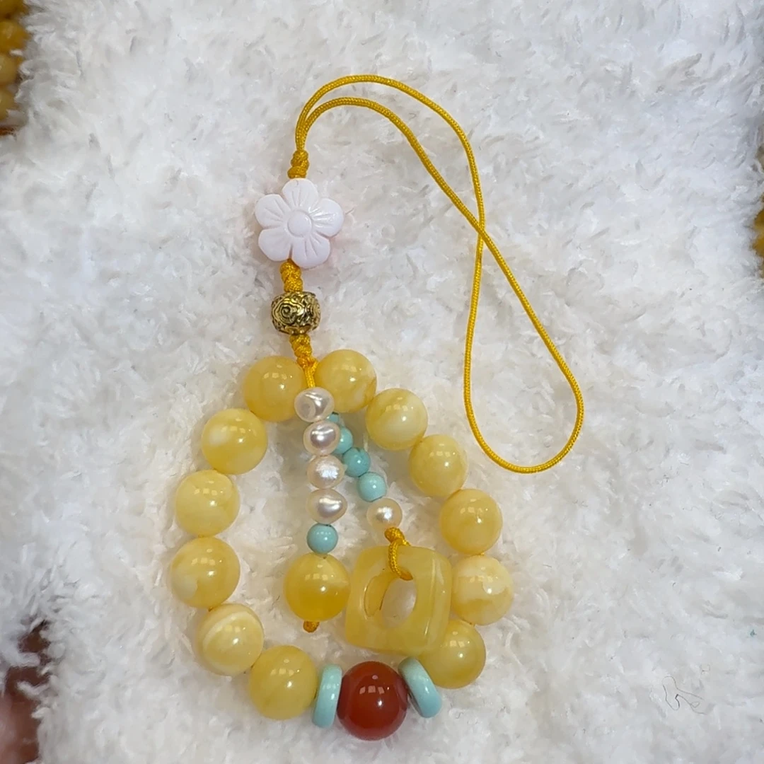 琥珀未镶嵌珠宝奇石手机挂绳