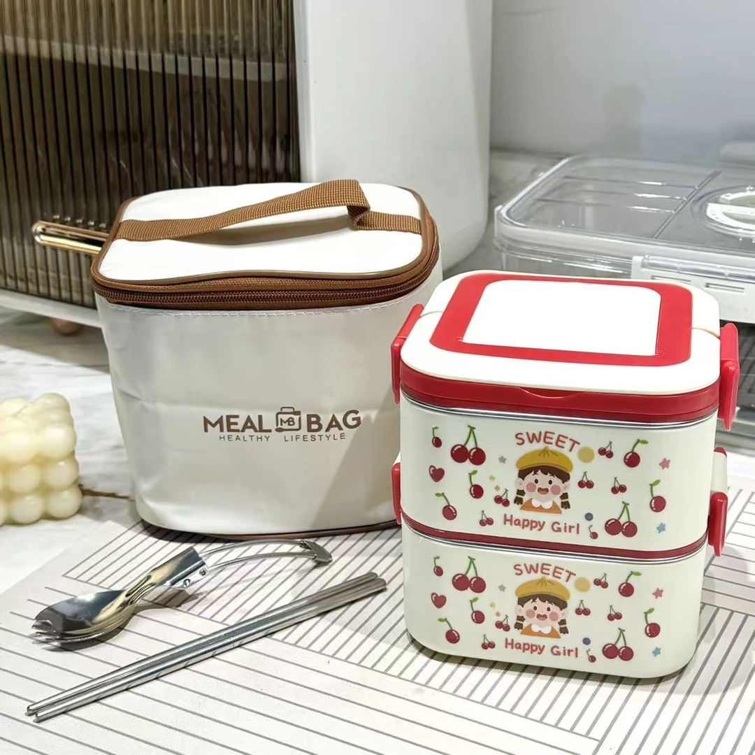 带保温袋304不锈钢樱桃高档饭盒2025新款上班族学生带饭便当餐盒
