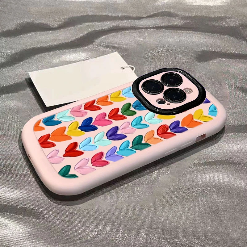 ins爱心拼接适用iphone16promax苹果15/14PLUS手机壳泡芙13/12/11