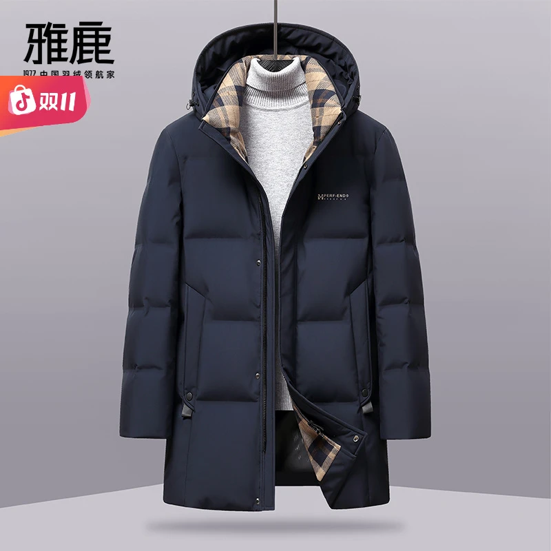 2024雅鹿男款中款可脱卸帽羽绒服YJ607Z08050