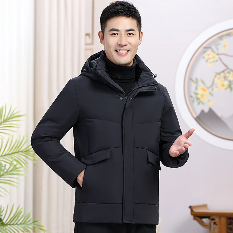 中老年男士加厚加绒服中年男休闲韩版爸爸冬装外套中年短款防寒服