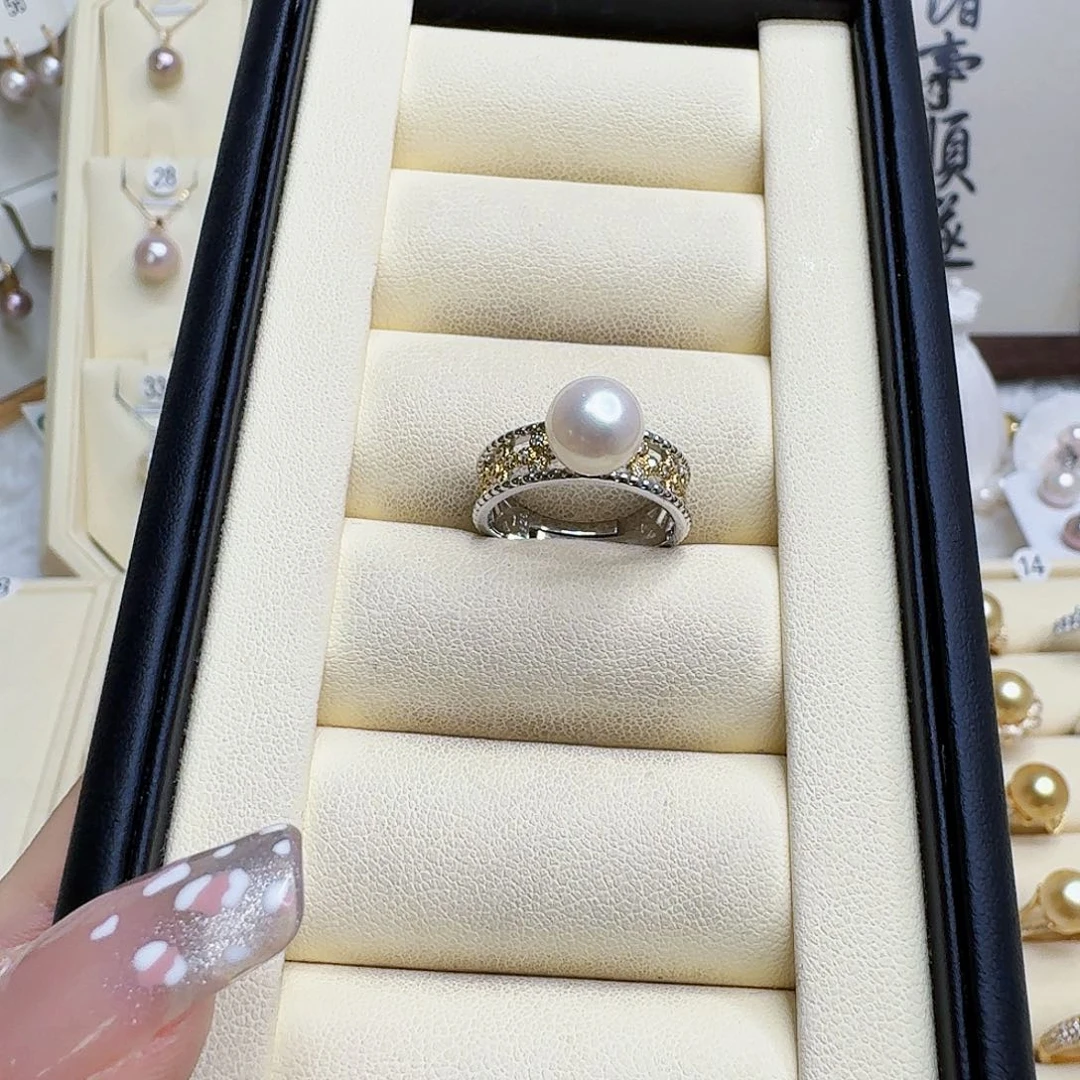 淡水珍珠戒指银S925镶嵌