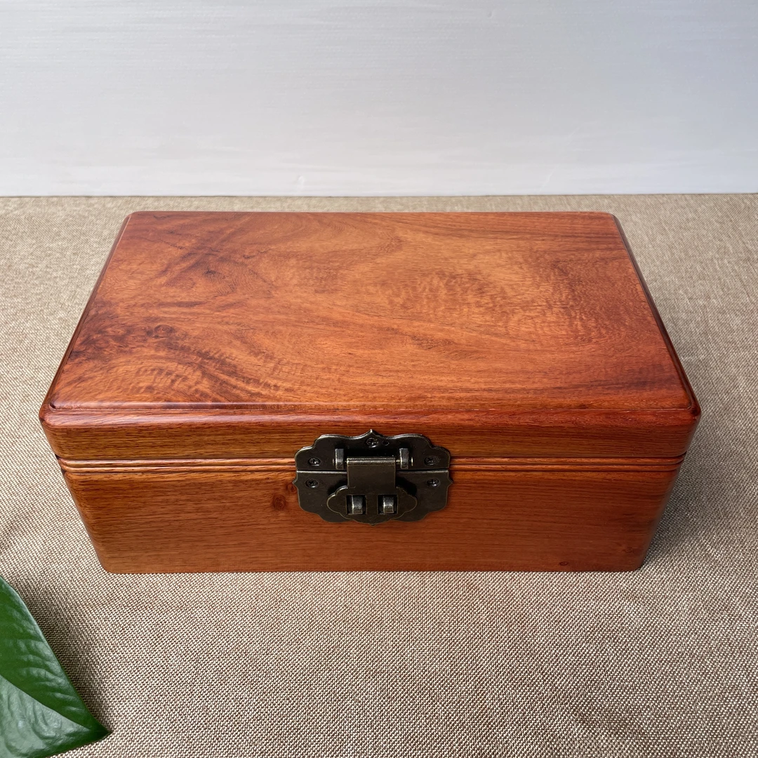 M缅甸花梨木（大果紫檀）25*14.5*10原木榫卯首饰收纳盒