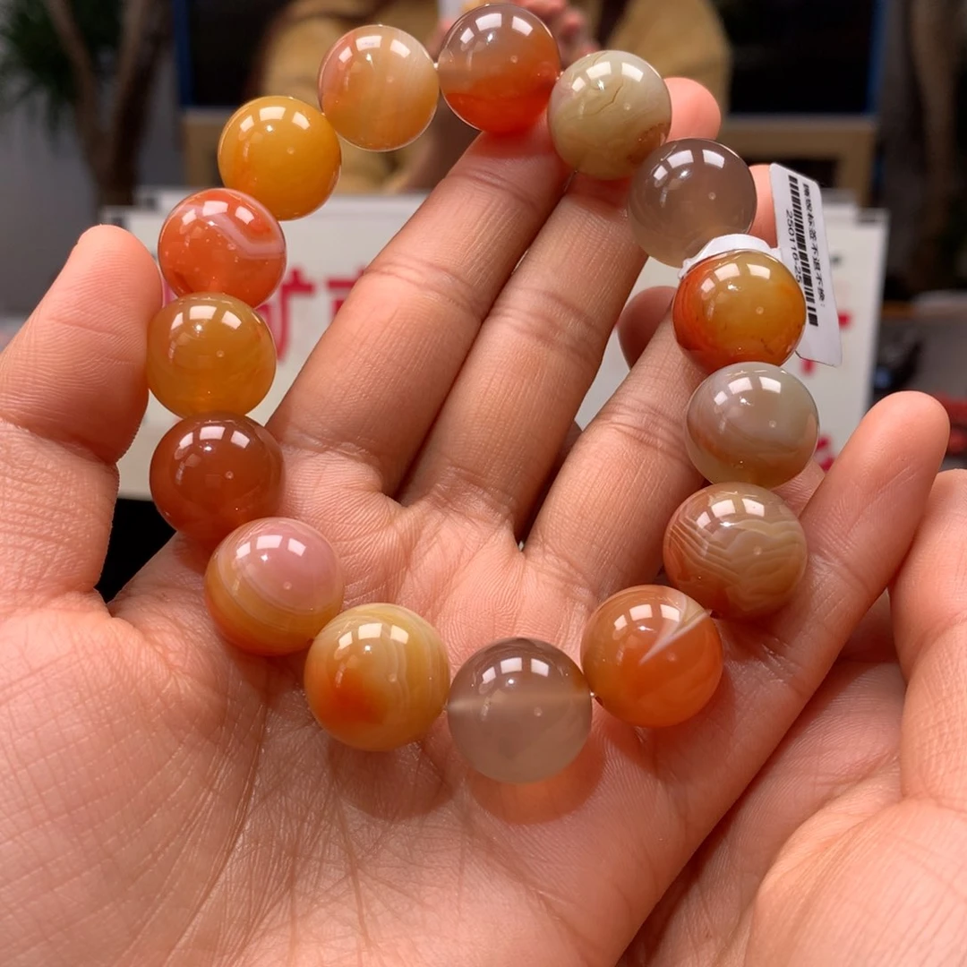 南红玛瑙15mm多宝单圈手串未镶嵌