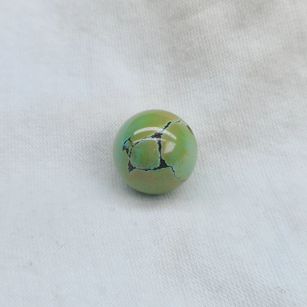 原矿高瓷特色绿松石水草纹圆珠 直径13.4MM 重3.4g