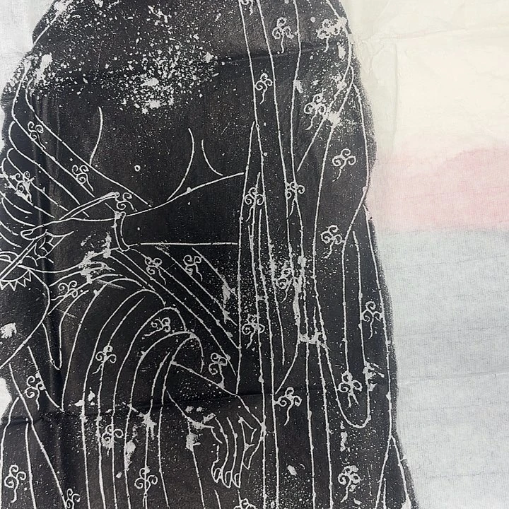 昌化石印石持扇仕女原碑原拓