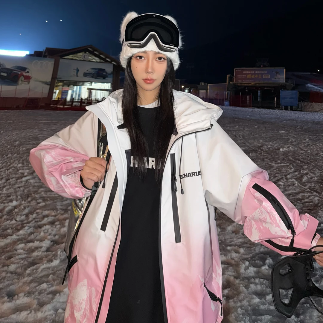 ZACHARIAH【樱蝶粉白】户外防风保暖滑雪服套装透湿透气滑雪衣裤