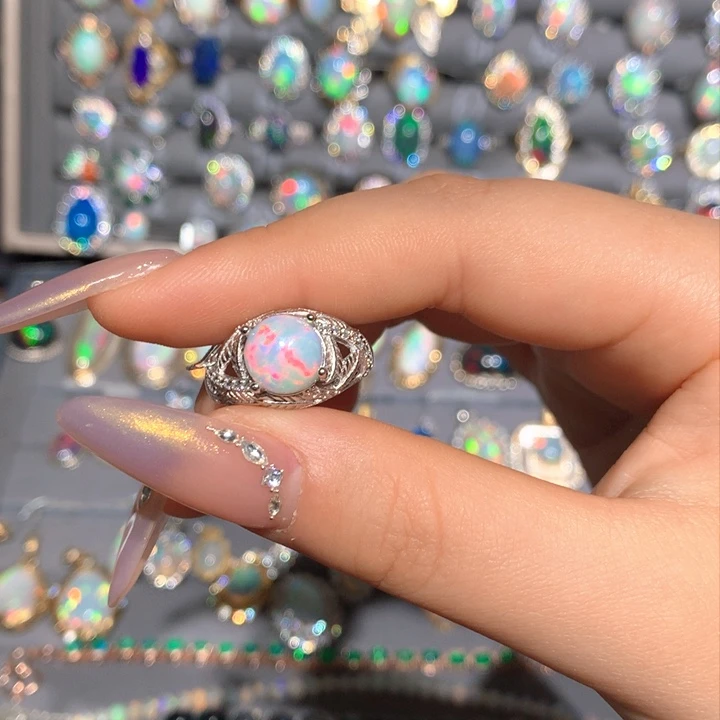 欧泊福利戒指t银S925镶嵌