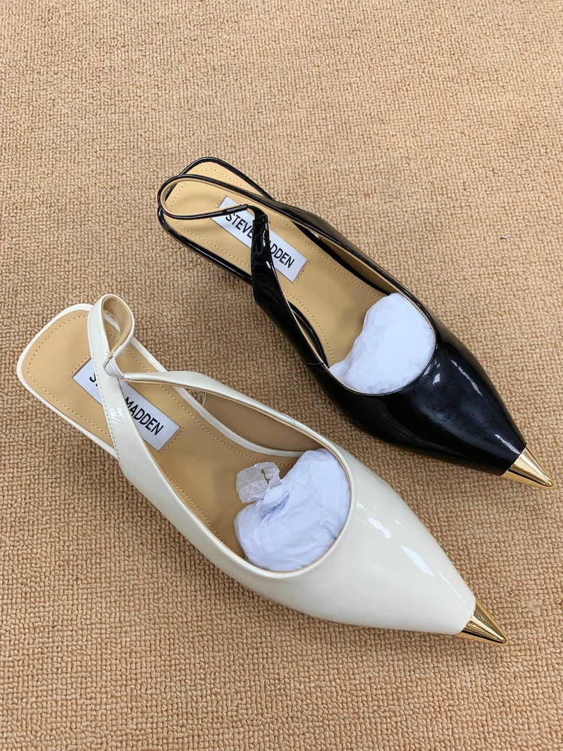 包头通用见外包装尖头粗跟细跟高跟鞋休闲白色黑色清凉感夏季时尚