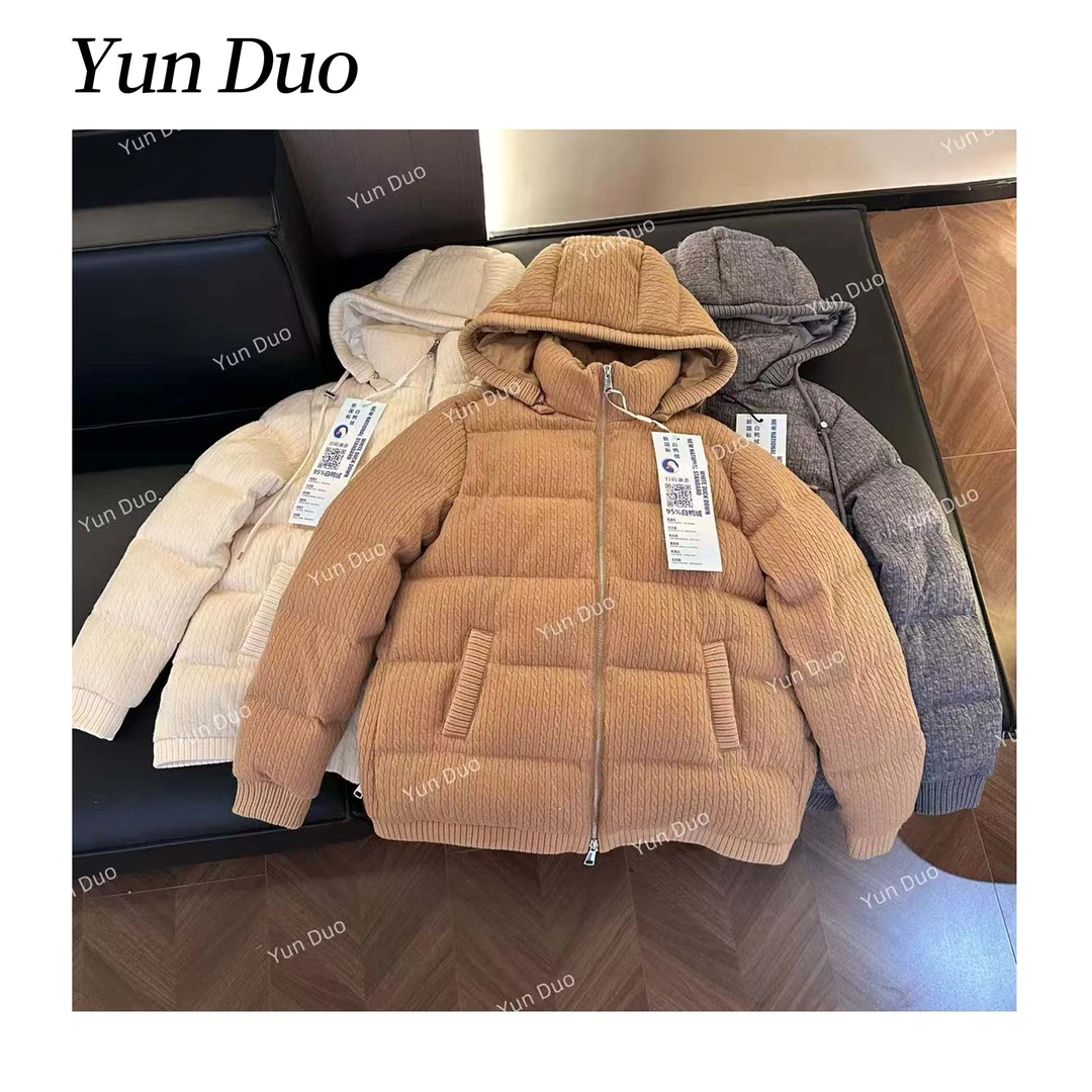 云朵定制【绞花.小P】95%白鸭绒麻花编织羽绒服LH52