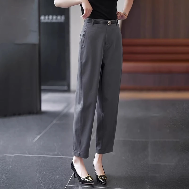 La babite拉贝缇镰刀裤女2025新爆款子小个子九分灰色西装哈伦裤