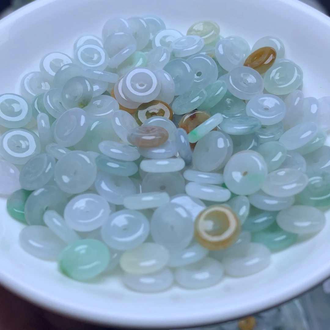 【闪购商品】未镶嵌手链翡翠卡9冰三彩平安扣20个