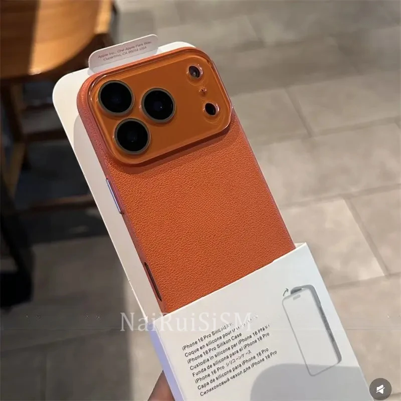 高级感新款荔枝纹适用苹果17promax手机壳高级感16防摔15全包pc硬