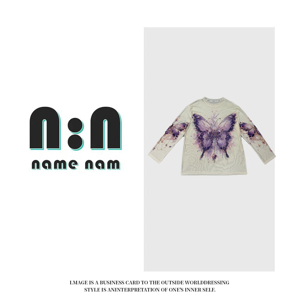 镶钻卡通长袖短袖薄款风圆领T恤设计师宽松户外休闲打底女士印花