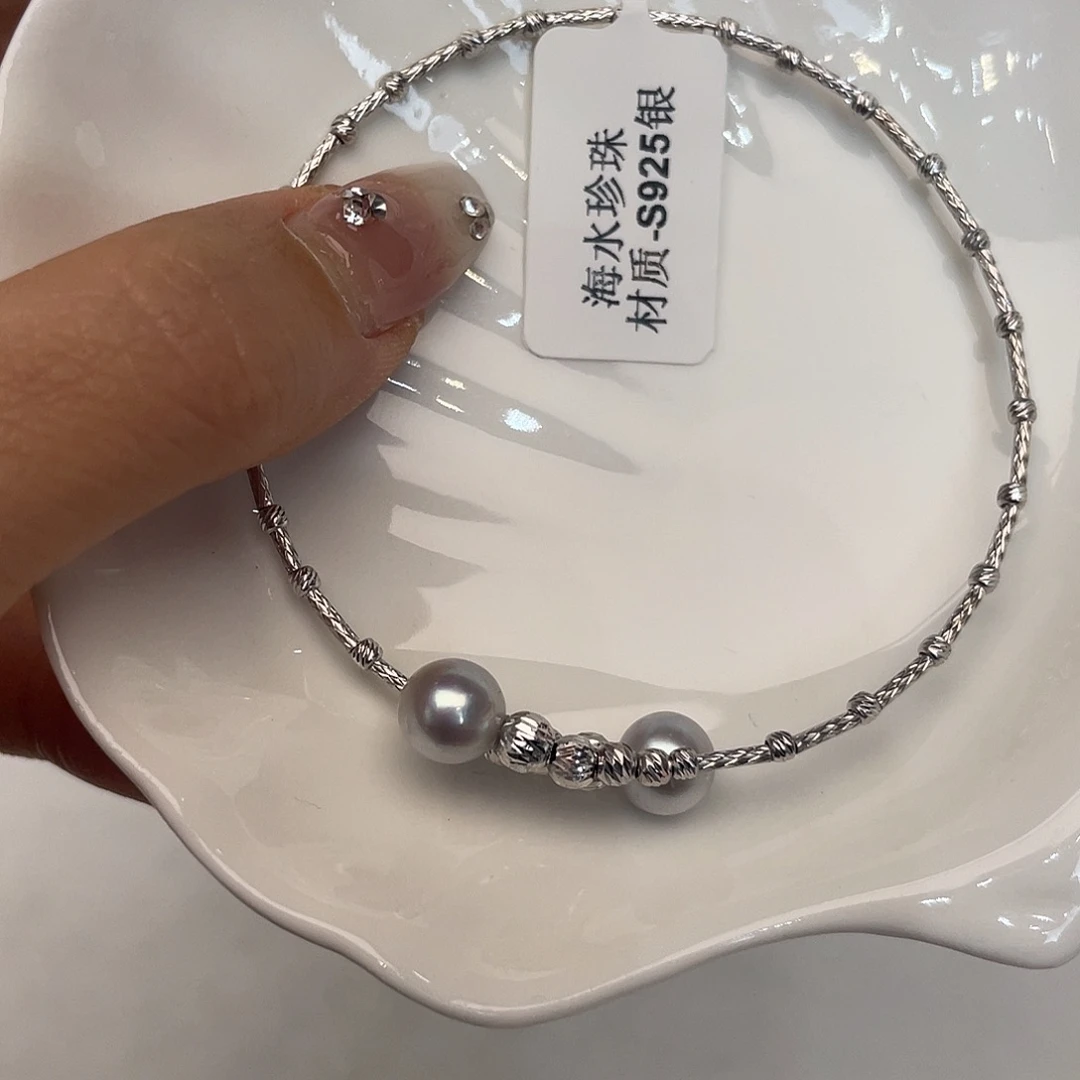 银S925镶嵌海水珍珠手绳