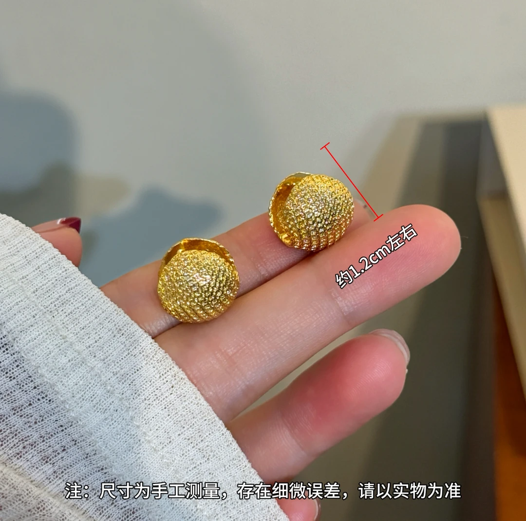 铜合金耳饰 2025轻奢气质金属球耳扣