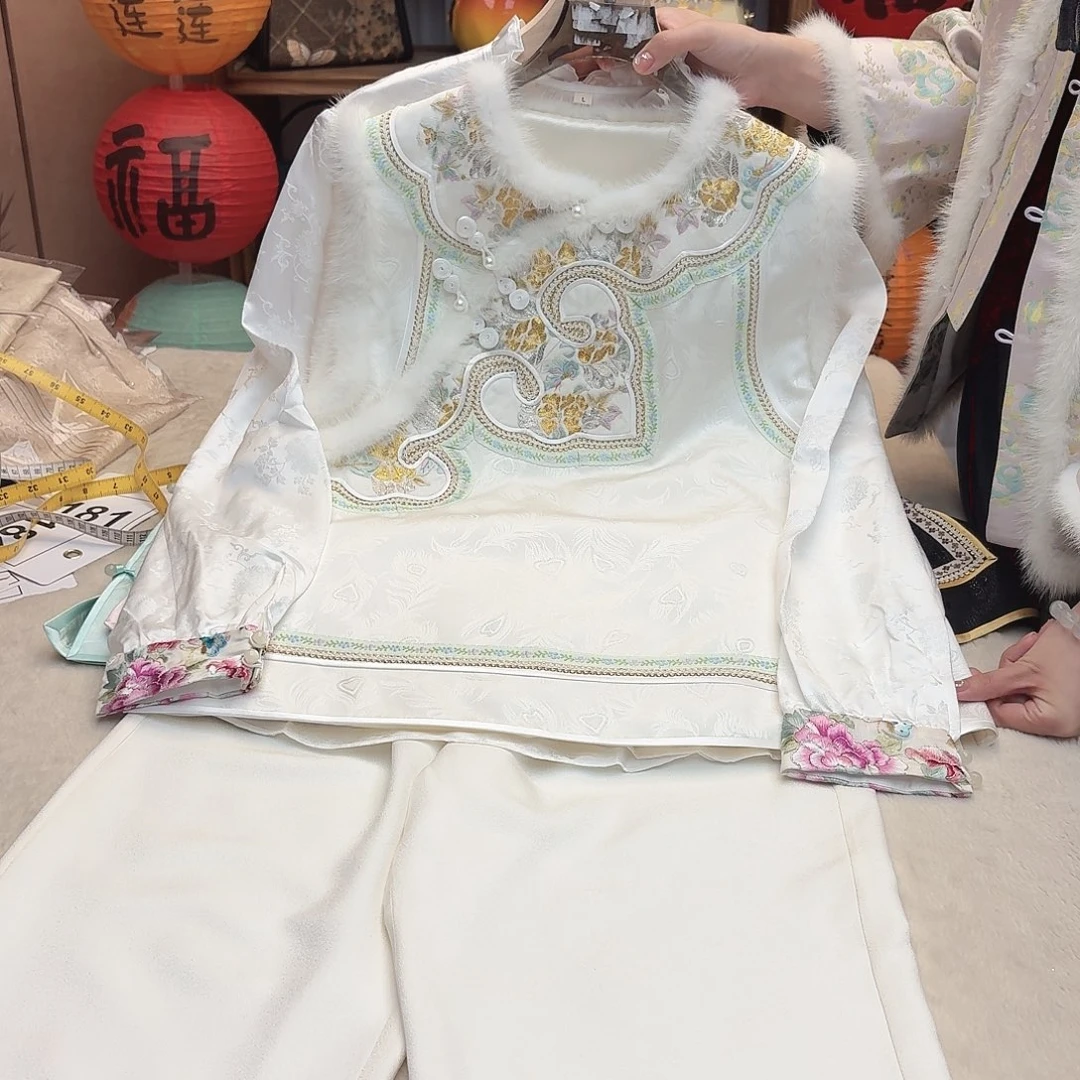 刺绣102胸围斜襟棉马甲