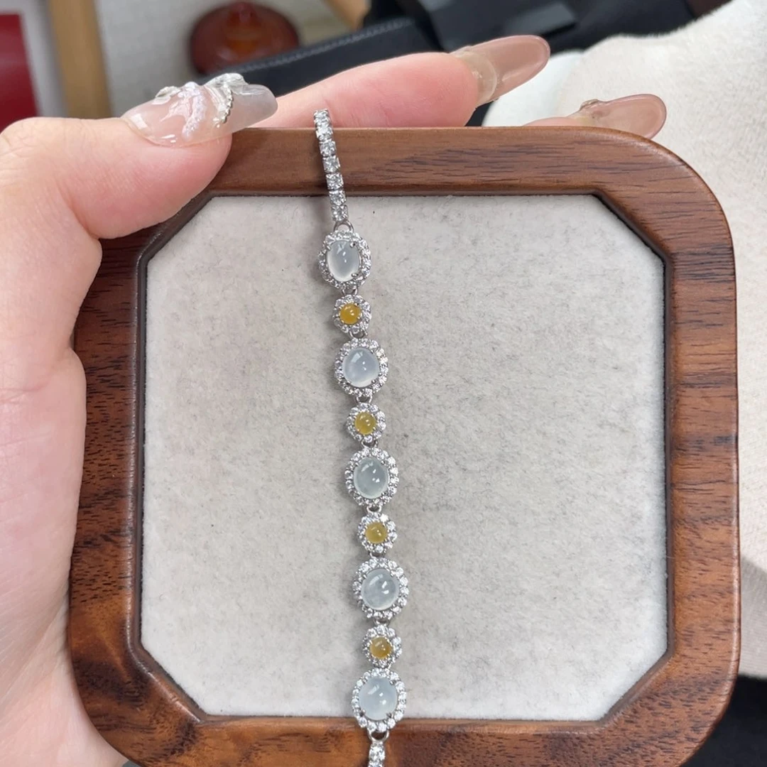 翡翠手链银S925镶嵌2255