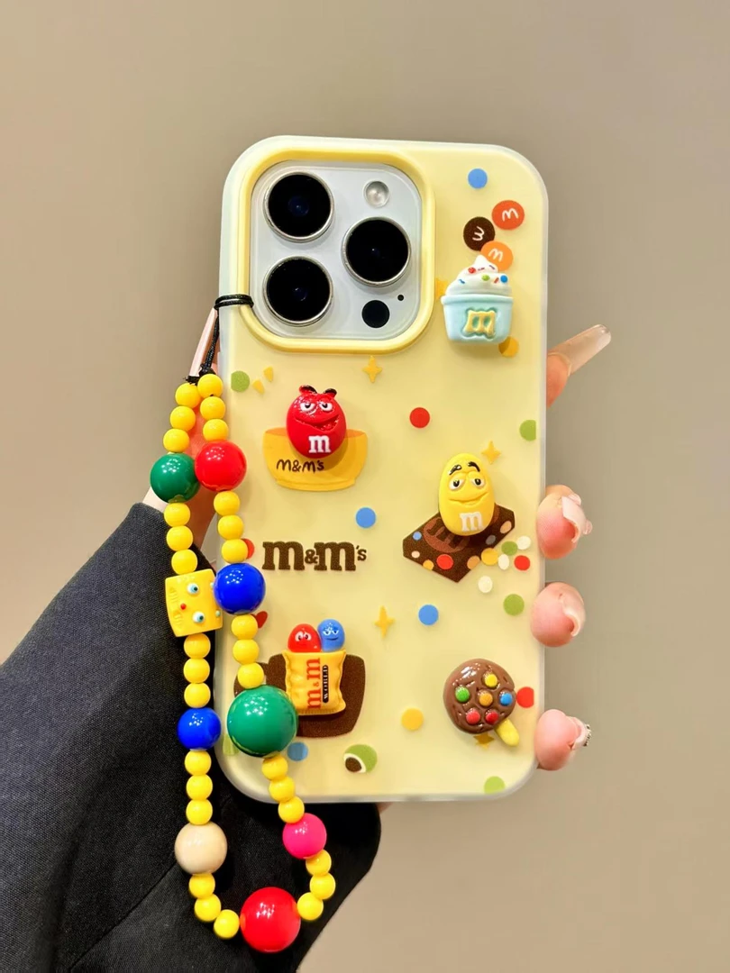 立体M豆适用苹果全系列手机壳磨砂肤感防摔设计iPhone16