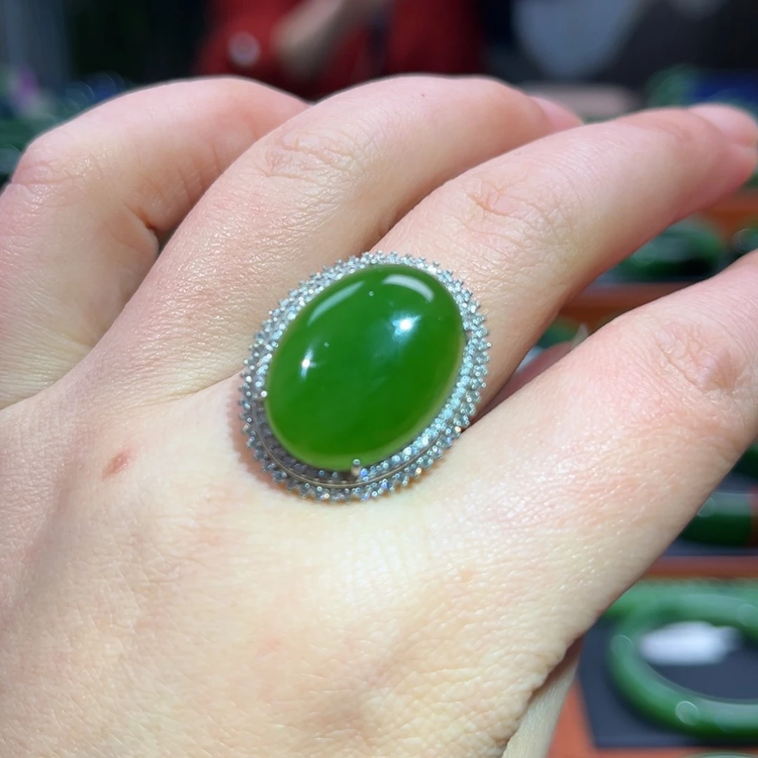 银S925镶嵌戒指和田玉