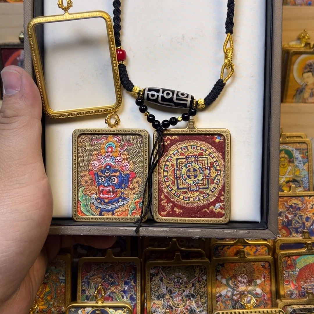 吊坠大黑天加坦诚铜双面唐卡
