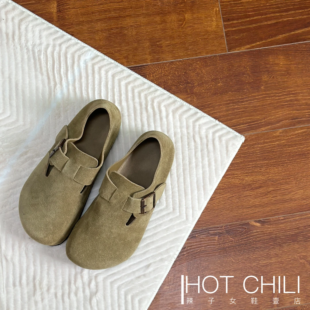 【辣子】35-40圆头真皮足弓支撑透气软底低帮舒适增高复古勃肯鞋