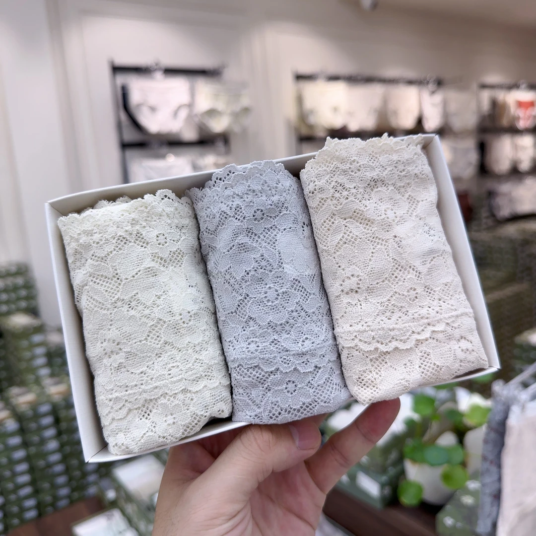 【3条装】高腰千金风女三角内裤少女夏季提花蕾丝