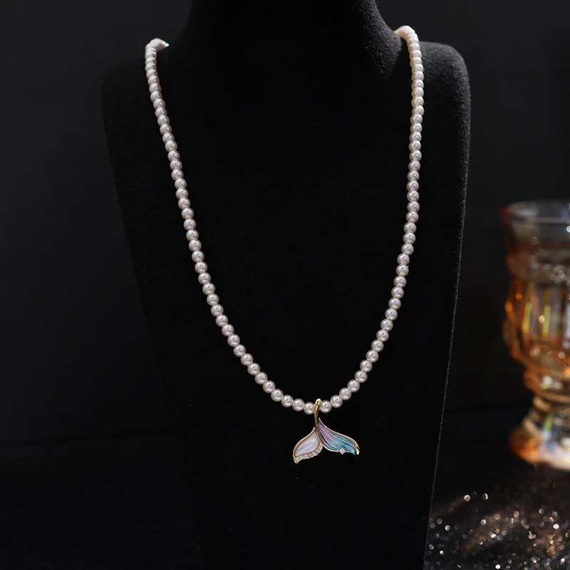 铜合金项链 《货号9516》人鱼公主不规则鱼尾珠珠链项链