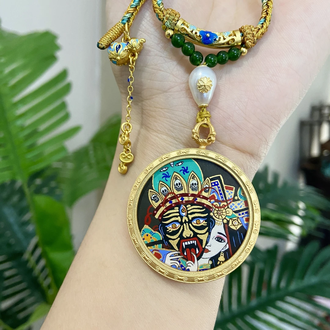 【前世今生】热贡画师艺术文化书房手绘款项链挂脖毛衣链