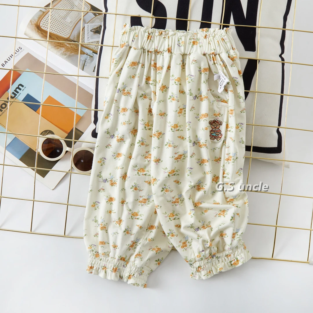 【莫奈花园】Z023女宝夏款碎花裤休闲长裤外穿薄款清新小童大童女孩