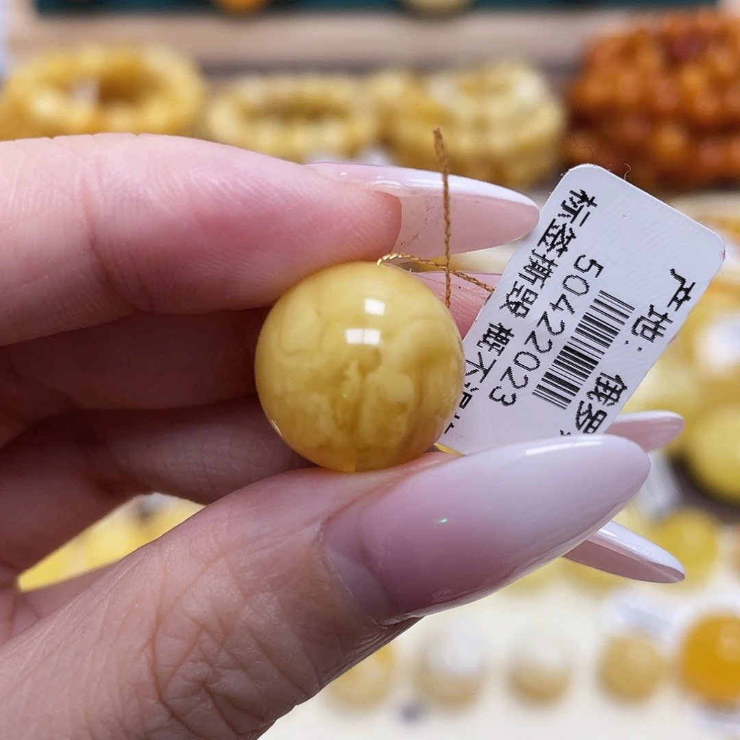 蜜蜡未镶嵌珠宝奇石15.4mm瑕疵