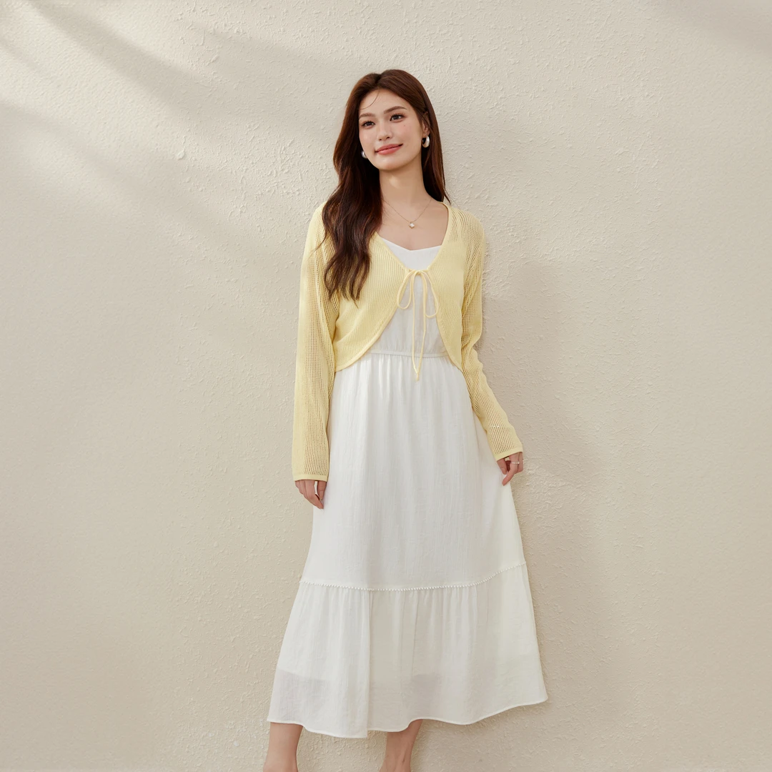 【法式优雅】纤莉秀E大码女装收腰显瘦吊带连衣裙夏季裙子QK1777