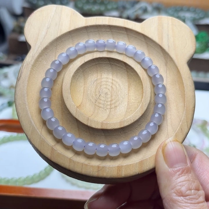 和田玉未镶嵌手链6mm高冰仙紫直切