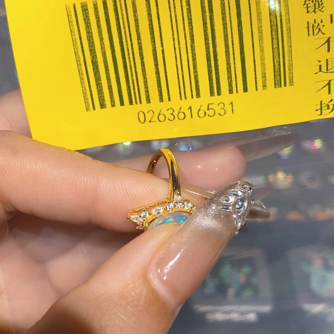 H***i银S925镶嵌欧泊欧泊戒指