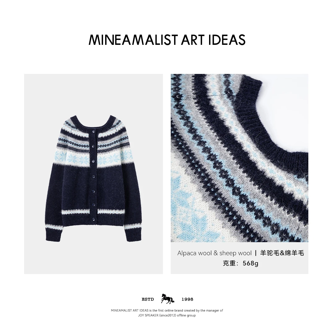 MINEAMALIST ART IDEAS秋冬费尔岛圆领两面穿针织上衣3115M