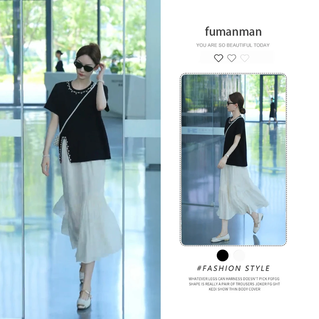 夏季韩系套装女2025新款小众设计感气质上衣搭配显瘦半身裙两件套