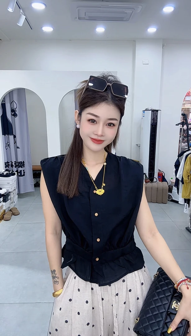 炫彩阁99121【无袖气质款夏季短款上衣】