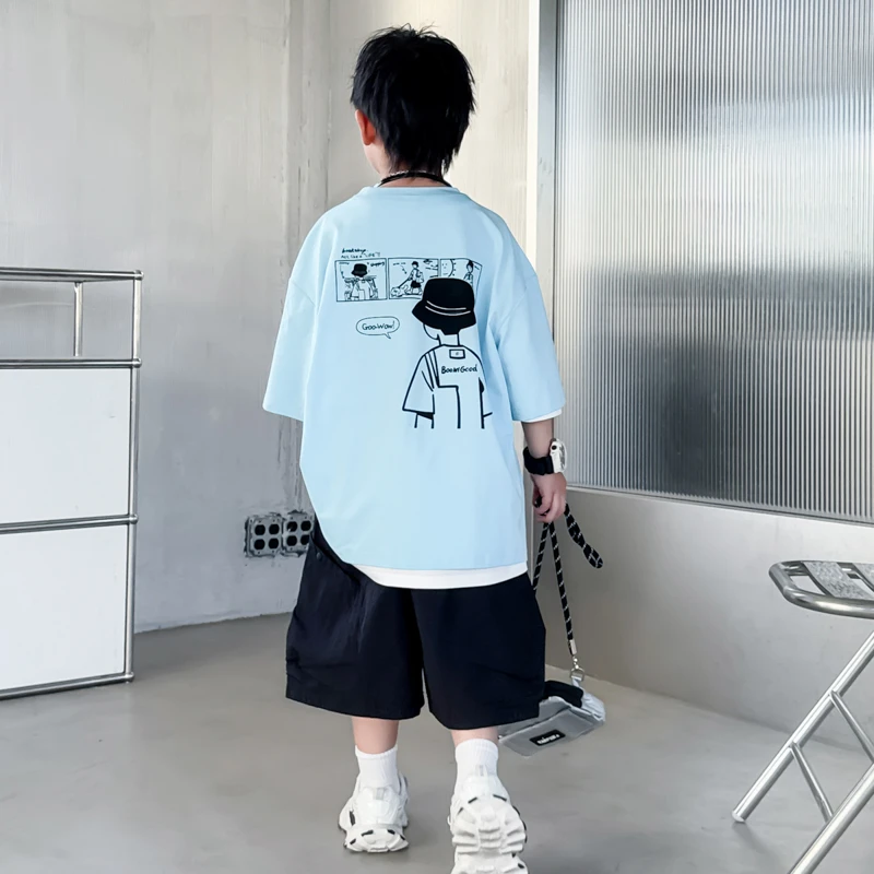 男童夏季短袖T恤2025新款儿童装帅气百搭宽松休闲炸街薄款夏装潮t
