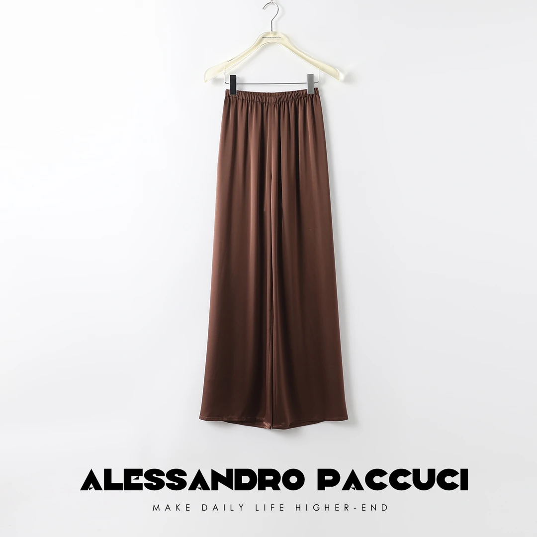 AP洛哥23477X【黑标系列】日本进口缎面三醋酸阔腿裤女装休闲裤子