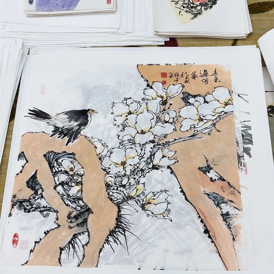 国画四尺斗方手绘作品