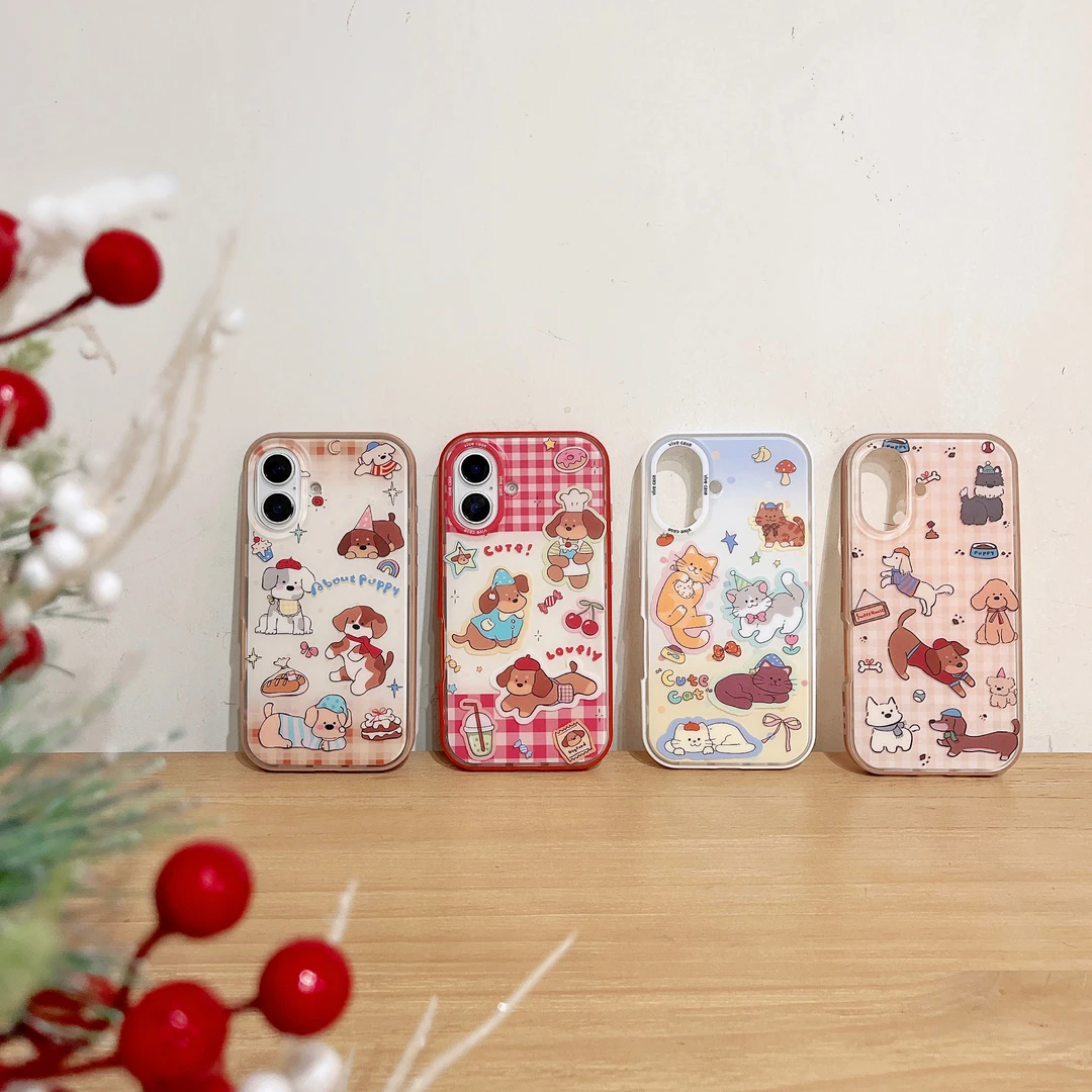 LYDIA CASE【高定新品】格子纹类型猫咪狗狗【外框二合一】IP14-16PM