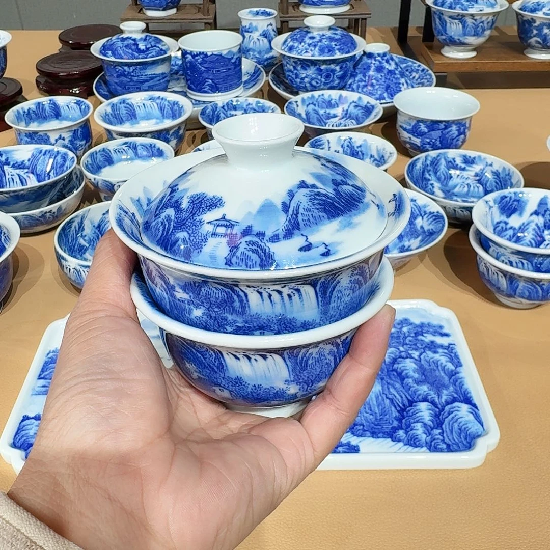 泳***r景德镇纯手绘盖碗单杯