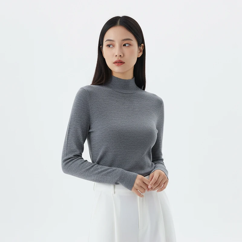 Grace&Glam 半高领精纺羊毛无缝可机洗毛衣